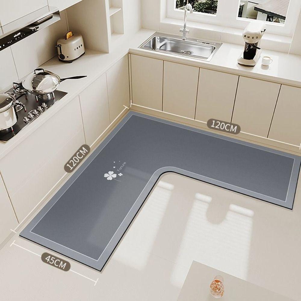 L-Shaped Bathroom Mat Anti-slip Kitchen Corner Carpet Luxury Kitchen Rug  For Home Corner