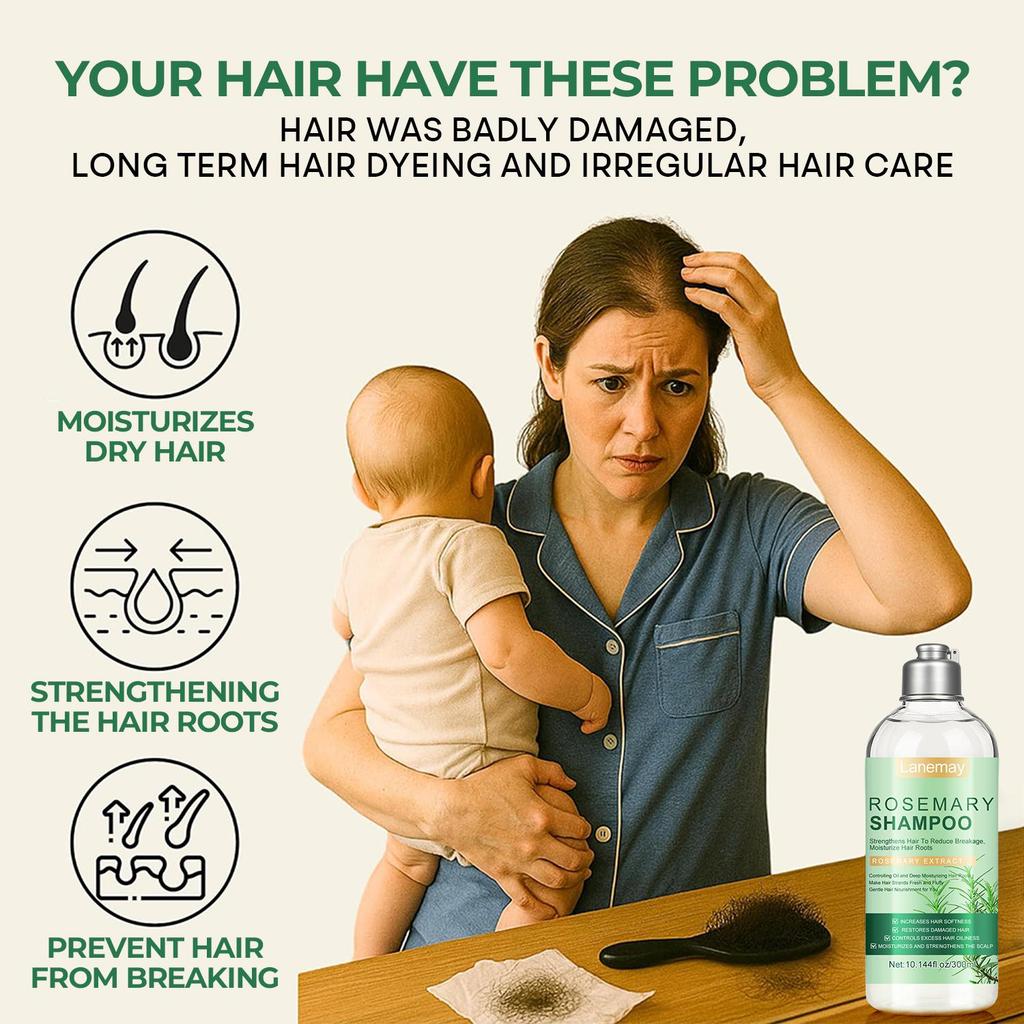 Rosemary Shampoo-Gentlw Cleanses Nourishes & Purifies Hair & Scalp-Suitable for All Hair Types, 300ml