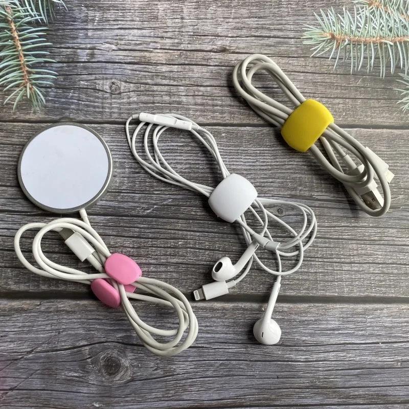 4pcs/set Data Cable Winder Earphone Cable Tie Fixing Clip USB Charger Line Cable Holder Desk Organizer Management Clips