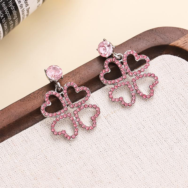 

Heart & Clover Cross-Border Style Earrings for Women - Cute Niche Design розовый