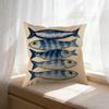 Housse de coussin décorative motif poisson Beige Bleu Design poisson Pour salon chambre siège de fenêtre
