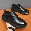Mens Dress Leather Shoes Low-Cut Round Toe Business Formal Office Wear Casual Synthetic Slip Resistant Rubber Sole