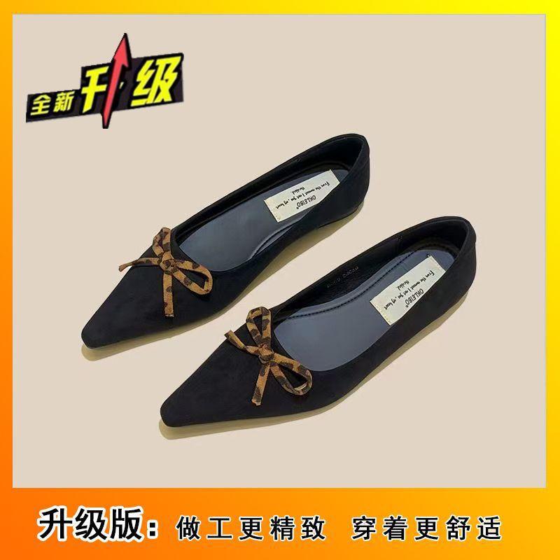 Retro non-slip flat shoes, small fragrant style pointed head, shallow mouth fashion bow single shoes women's 2026 new models