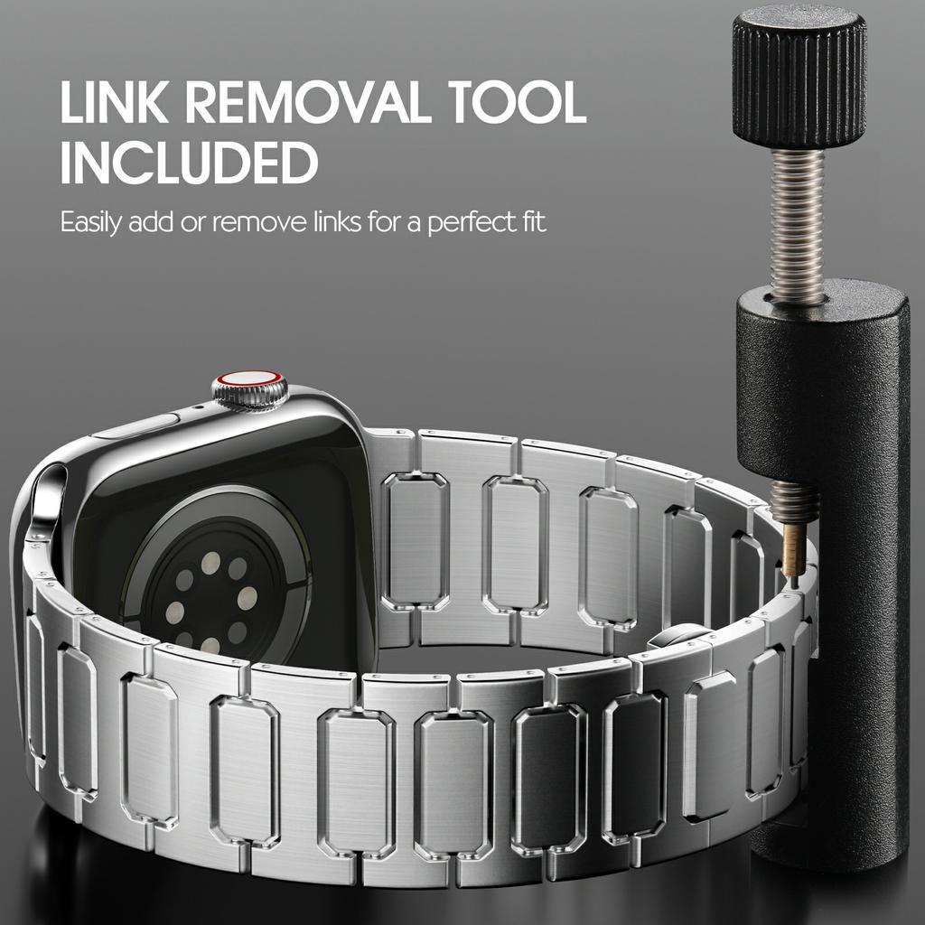 H-Link Silbernes Metallarmband für Apple Watch Serie 10 9 8 7 SE 6 5 4 3 2 1 42mm 41mm 40mm 38mm Faltschließe Uhrenarmband