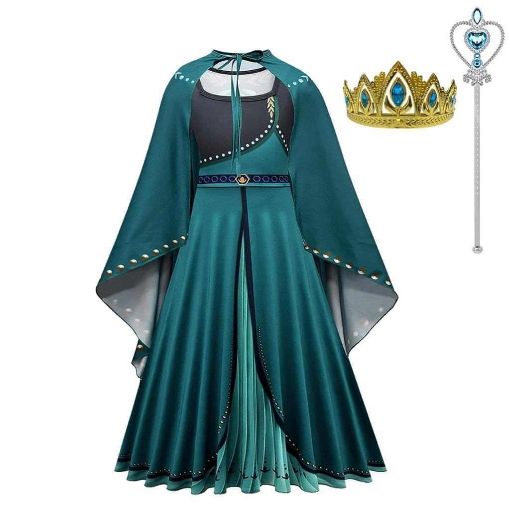 [Dressy Daisy] Toddler Girl Princess Anna Coronation Costume Cosplay Kids Skirt Winter Princess Dress Halloween Costume with Accessories Size 12-14
