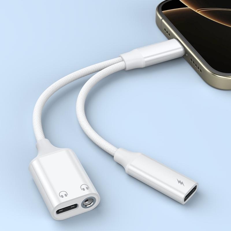 Type C Headphone Jacks Splitter PD60W Power Delivery HiFi Sound Nylons Braids Cable Simultaneous Charging Sound Use
