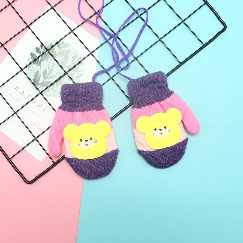 Nye søte tegneseriekattehansker Vinter tykk strikket Baby Barn Nyfødte votter Barn Holder Finger Varme Hansker for Baby 0-4 år gammel