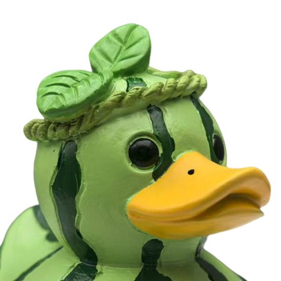 Fruit Duck Figurine Watermelon Dragon Fruit Cartoon Duck Resin Animal Statue Sculpture Home Office Decoration Ornament