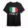 Women's Fashion T-Shirt Italian Flag Brushstroke Tee Short Cotton Black Oversize