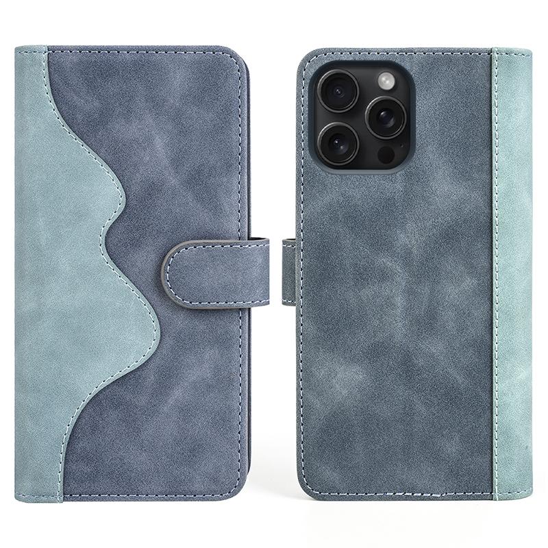 For iPhone 16 Pro Case Splicing Color PU Leather Phone Wallet Cover
