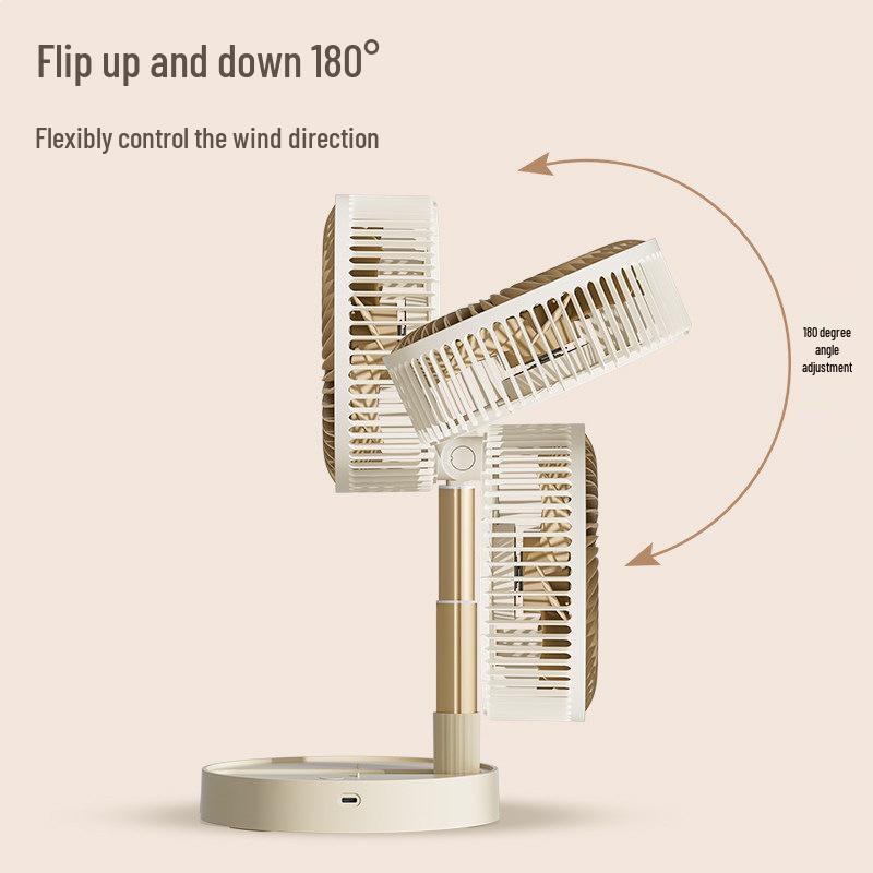 Portable Rechargeable Telescopic Floor Fan: Silent, Oscillating, and Compact for Home or Office Use
