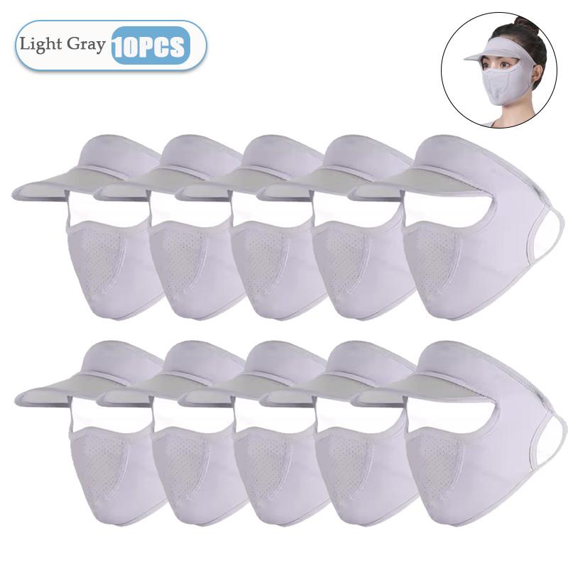1-20PCS Women‘s Summer Ice Silk Sun Hat with Full Face Mask Breathable UV Protection Lightweight Washable for Outdoor Travel