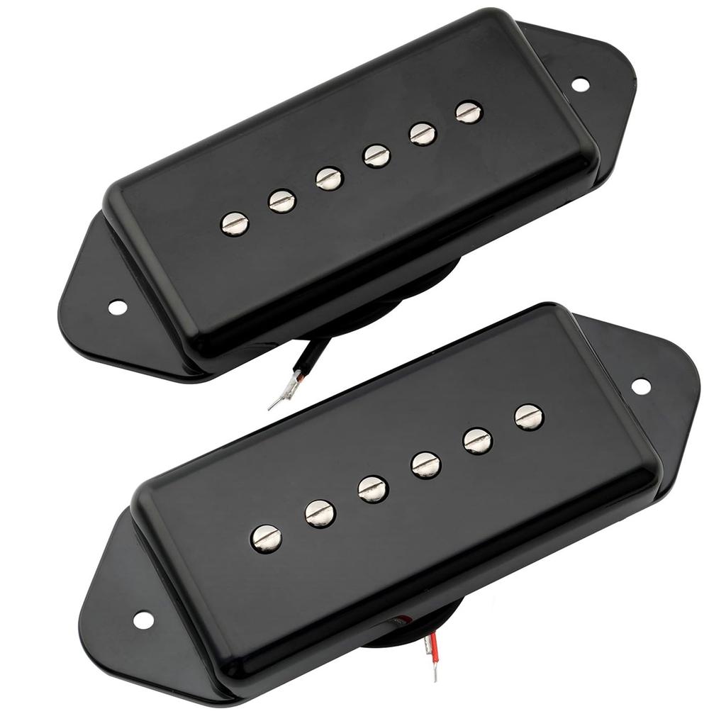 Artec ASA91 Alnico 5 P90 Dog-Ear Pickups, Neck/Bridge PU Set for Electric Guitar, Black