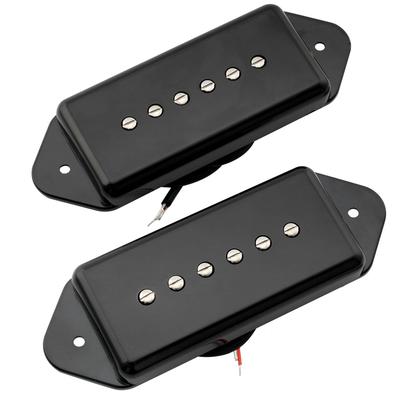 Artec ASA91 Alnico 5 Zestaw P90 PU do Gitary Elektrycznej Czarne Przetworniki Dog-Ear, Szyjka/Mostek,