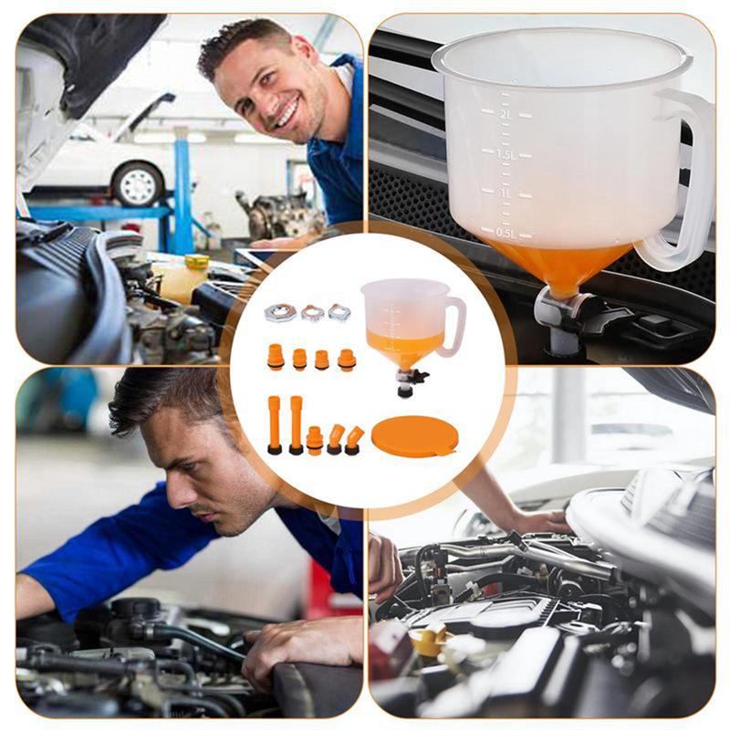 A25F-Universal Vehicle 15Pcs Car Accessories Pour Oil Tool Spill Proof Coolant Filling Kit Plastic Funnel Spout