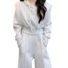 Women's Fall Athleisure: Chic 2-Piece Hooded Sweatshirt & Wide-Leg Pants Set