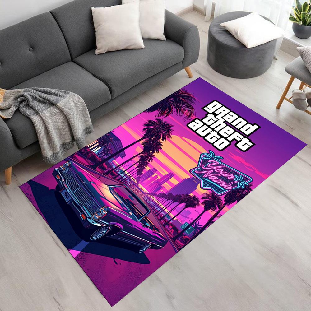 Grand Theft Auto Personalized Name Carpet Suitable for Decorate room Balcony Dining Room Game Room Anti-slip Rug Anime Office Decor