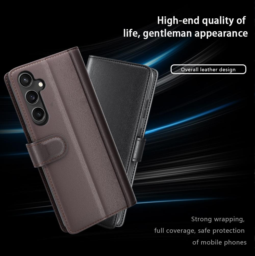 For Samsung Galaxy S23 FE Case Genuine Split Leather Phone Cover with Wallet Stand