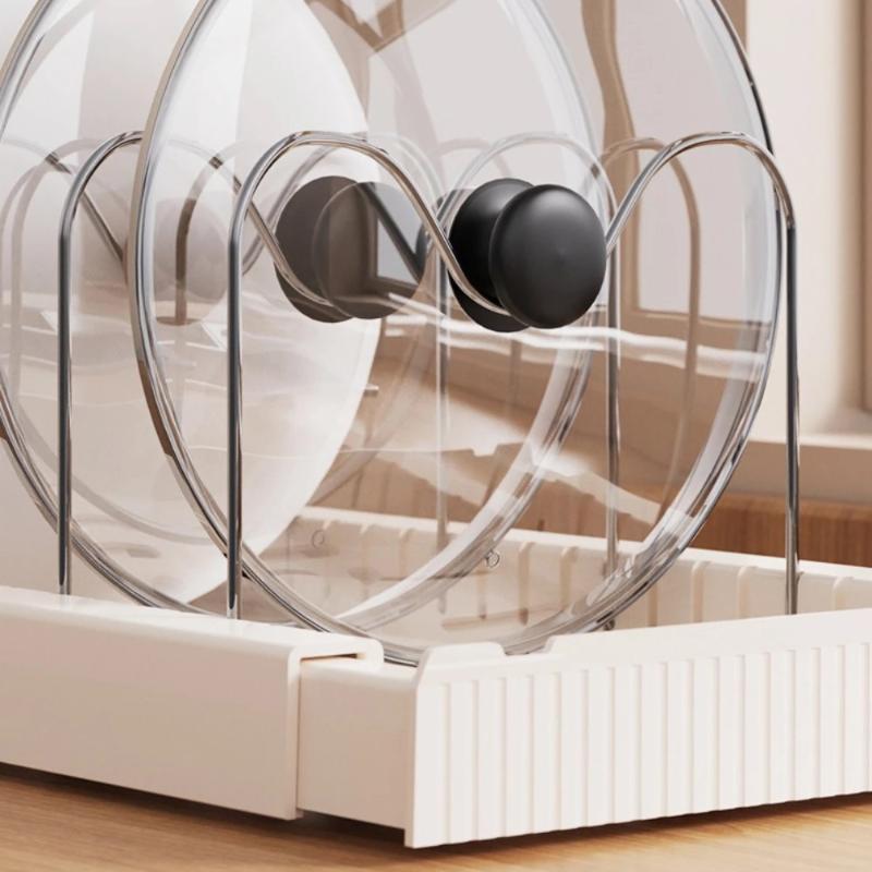 Pot Lid Storage Rack, Suitable For Cabinet Drawers, A Kitchen Organizing Tool Suitable For Storing Cookware.