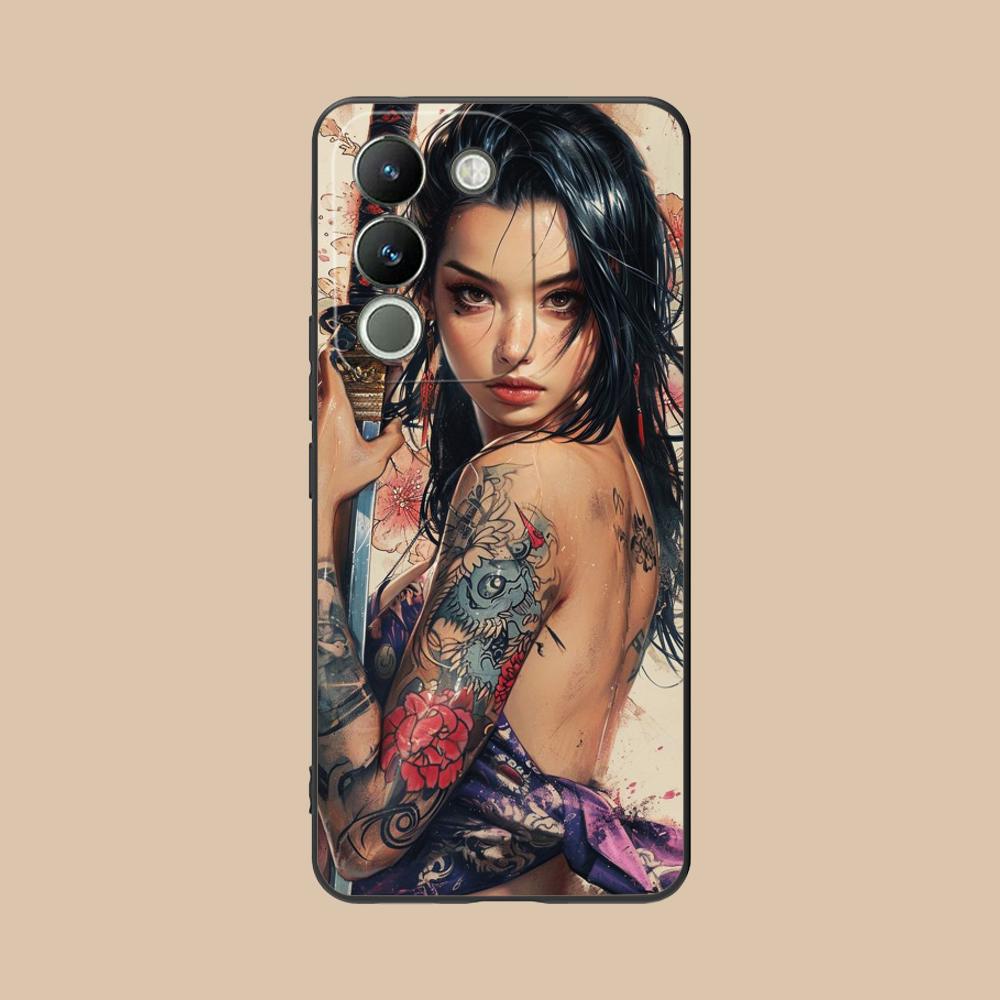 Modne etui na telefon komórkowy z tatuażem dla dziewczyny do VIVO V60 V50 V40 V30 V29 V27 V25 V23 Pro Lite 5G Kolorowy nadruk Pokrowiec Luksusowy
