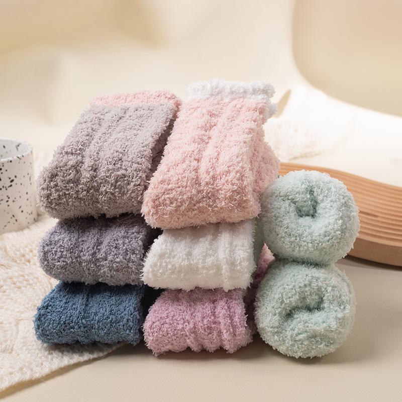Female Autumn and Winter Plus Velvet and Thick Coral Velvet Floor Cotton Socks