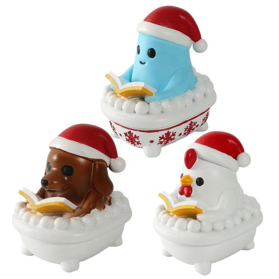 Рождественский щенок Ночник Светодиодный Полимерный Призрак Курица Скульптура Питание от USB Теплая Желтая Лампа Милая Фигурка Животного Украшение для Спальни Стола