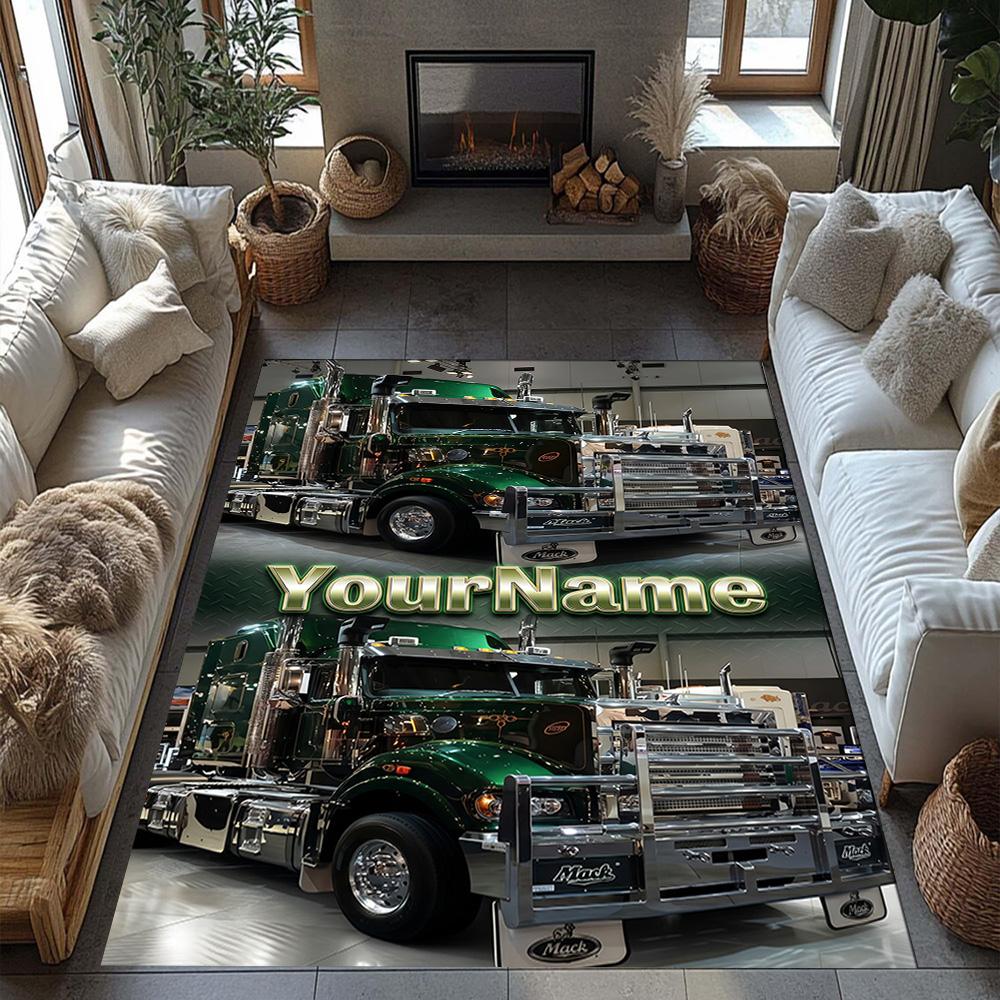 Kw Heavy Trucks Customize Your Name Area Rug Suitable for Foyer Kitchen Balcony Playrooms Antislip Carpet Office Home Decor Spiritual Gift