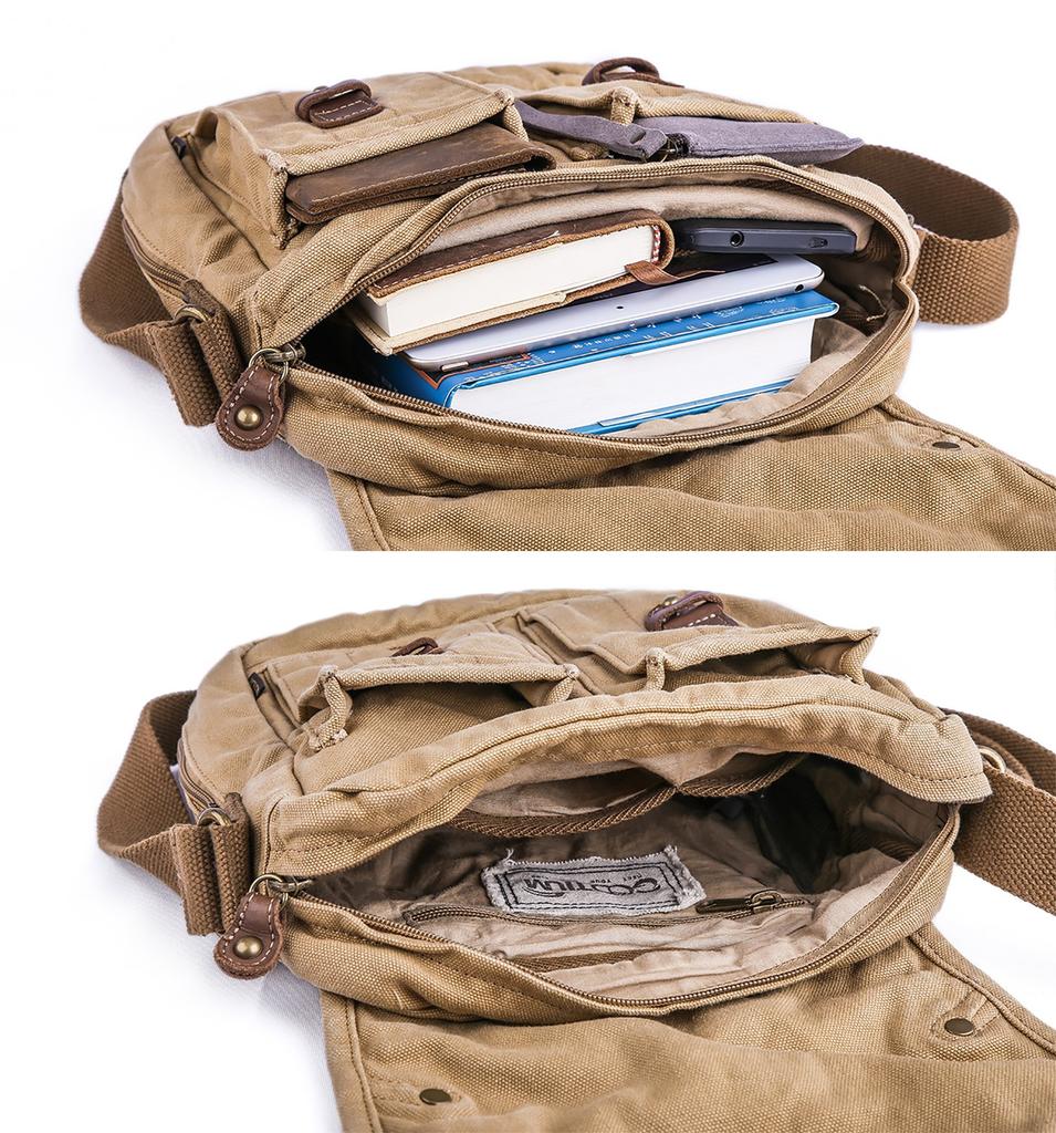 Gootium 30829KA Sac Cartable En En Lin Kaki - - Boulière -