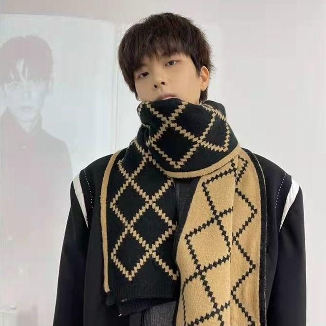Men's Autumn Winter Knitted Wool Thickened Warm Neck Warmer Women's Couple Korean Style Versatile Japanese-Style