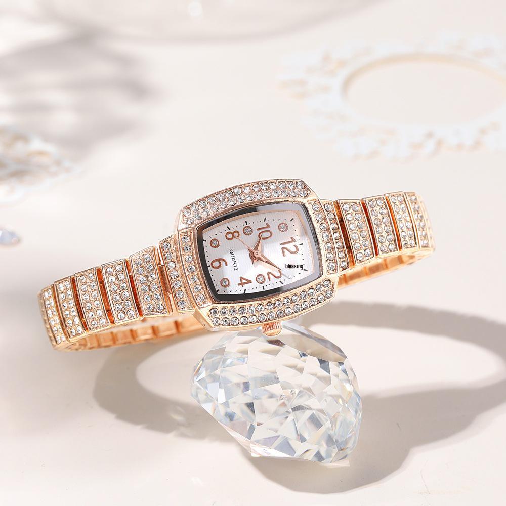 Women's Square Rhinestone Watch with Large Elegant Digital Dial
