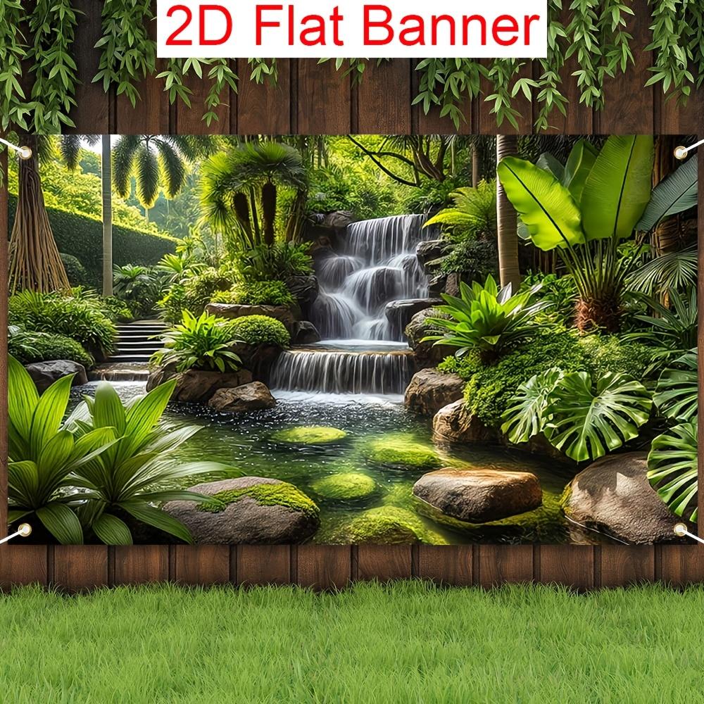 1Pcs Lush Jungle Waterfall Landscape Pattern Decoration Background Nature Backdrop Decorations For Photo Studio Booth Party