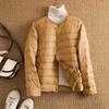 Womens Lightweight Packable Down Jacket No Collar Slim Fit Short Puffer Coat Winter