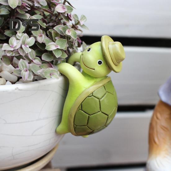 Resin Turtle Figurine Planter Hugger Plant Pot Hanger Hanging Turtle Statue Mini Turtle Sculpture for Flower Pots Edge Decor