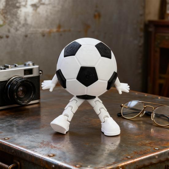 Soccer Man Figurine with Articulated Legs Movable Joints 3D Printed Cartoon Football Man Fidget Toy Desktop Decoration Ornament