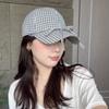 Niche design casual plaid bow baseball hat versatile big head circumference showing face small sunshade cap