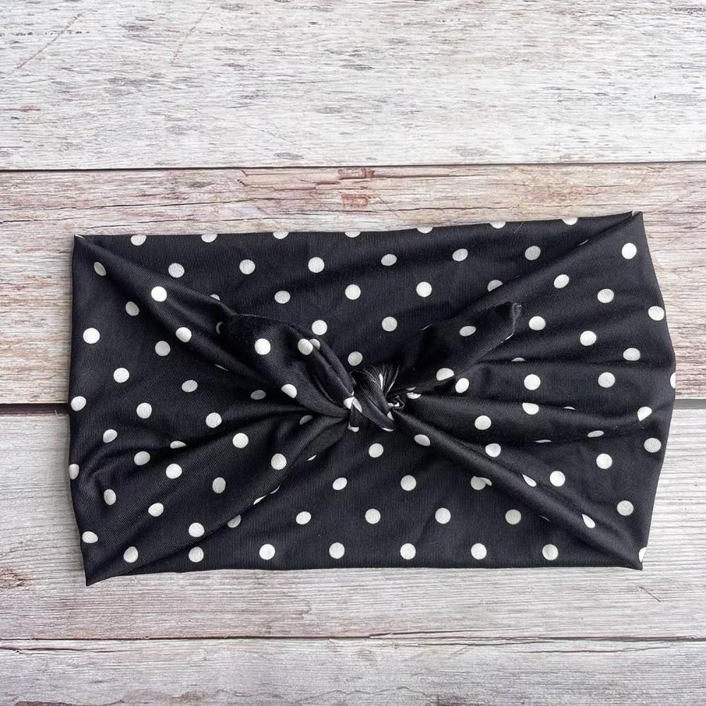 Hair Accessories Polka Dot Bow Headbands Large Polyester Women Wide Headwraps Elastic Retro Non Slip Hairband Yoga