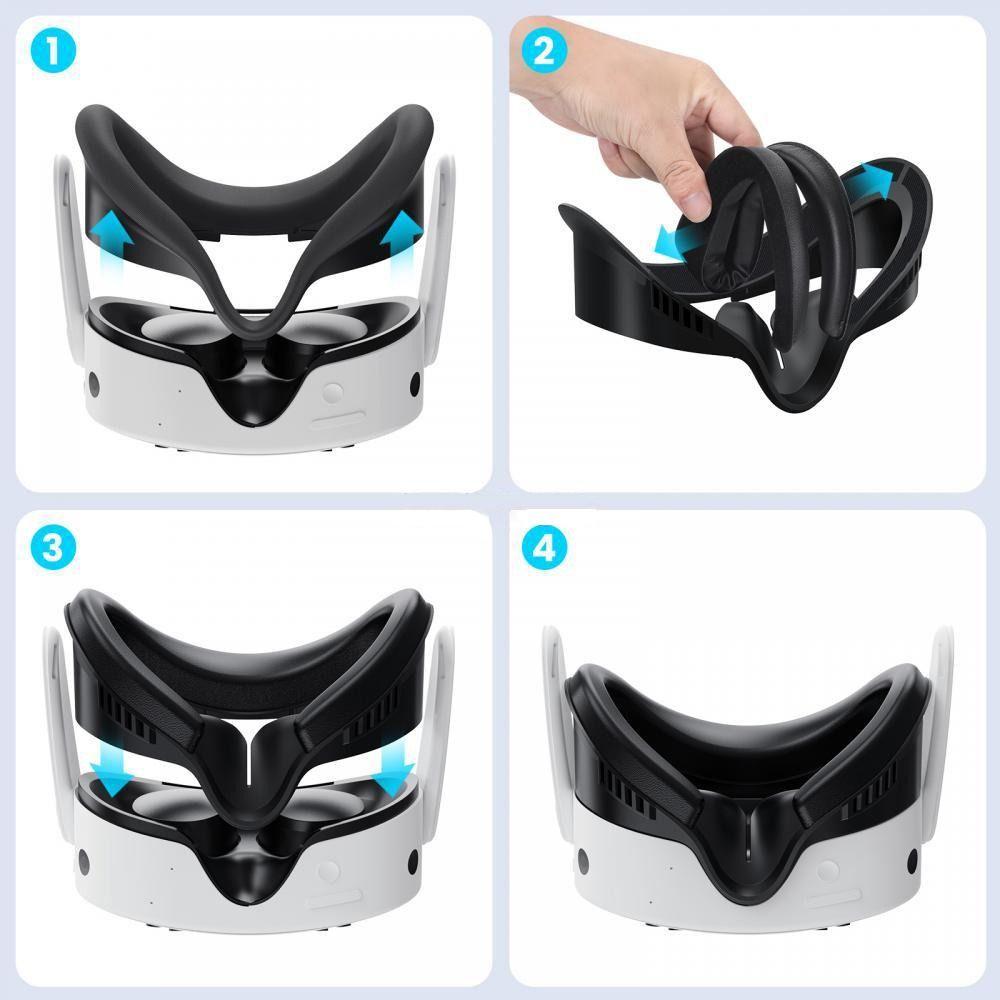 PU Leather Face Mask 3-in-1 Facial Interface Bracket Replacement Kit for Meta Quest 3S