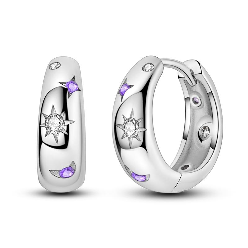 2025 New 925 Sterling copper Hoop Earrings Flowers Zircon Drop Earrings Stud For Woman Fine Birthday Wedding Party Zircon Gifts