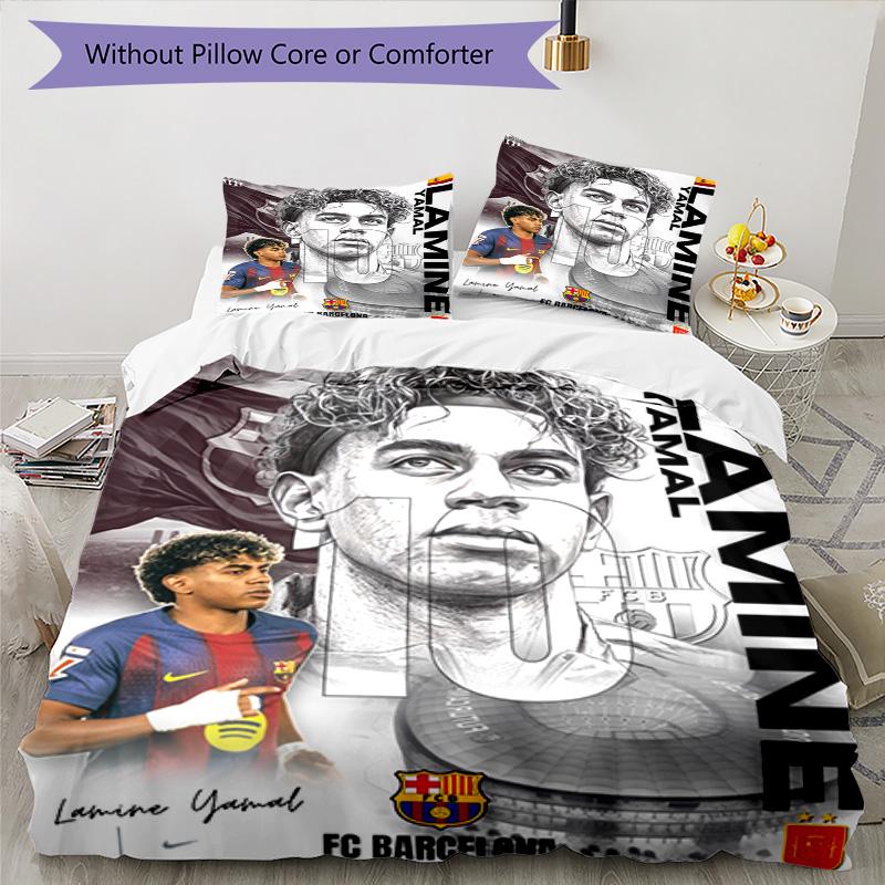 Lamine Yamal Fcb World Cup Champion Bedding Set,Premium Bed Linen for Bedroom Home Decoration,Perfect Collectible Gift for Messi Fans,Easy Care Duvet 