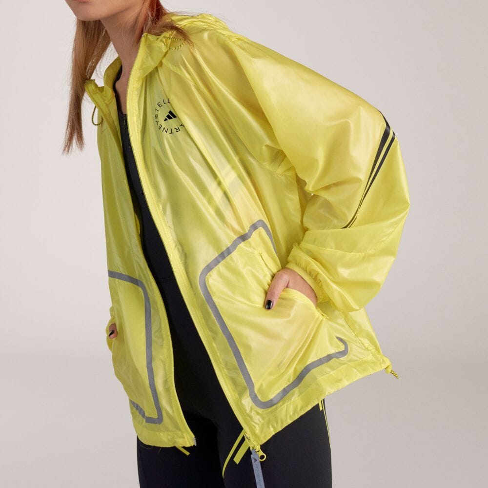 Adidas Striped Hooded Sports Running Jacket Women Jacket Yellow HS8197