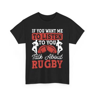 Funny Rugby T-Shirt | Warning: May Start Talking About Rugby Tee