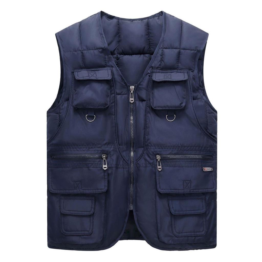 Down Cotton Vest Vest Thickened Autumn and Winter Multi-pocket Vest Men's Inner Wear Waistcoat Men's Clothing