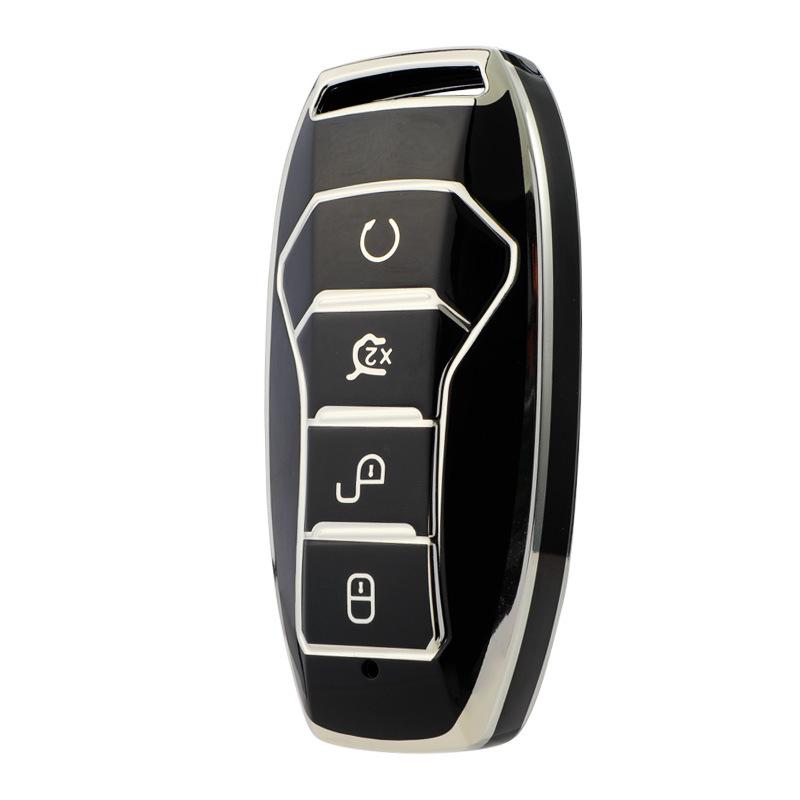 Silver Edge Key Case for BYD Models: Han EV, Qin Plus DMI, Song Pro, Yuan Max, Tang DMI, Dolphin, e2, e3, d1