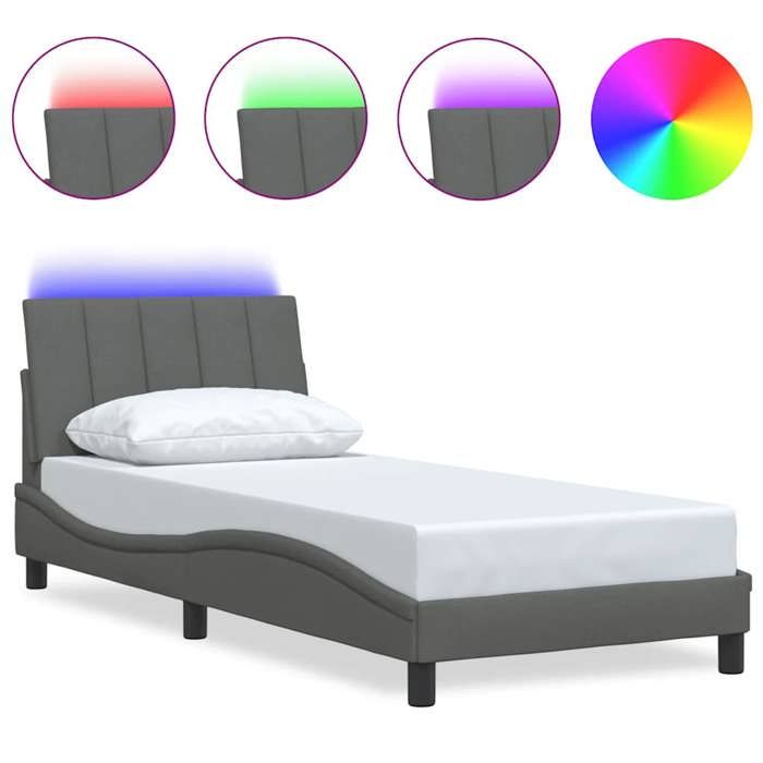 VidaXL Cadre de lit sans matelas gris foncé 90x200 cm tissu, lit, sommier, lit en tissu, meuble de chambre à coucher, lit 3310434
