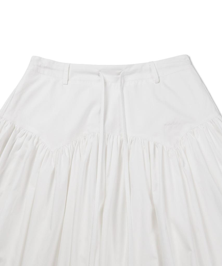 Michikoleondeonkosino Flare Shirred Maxi Skirt White