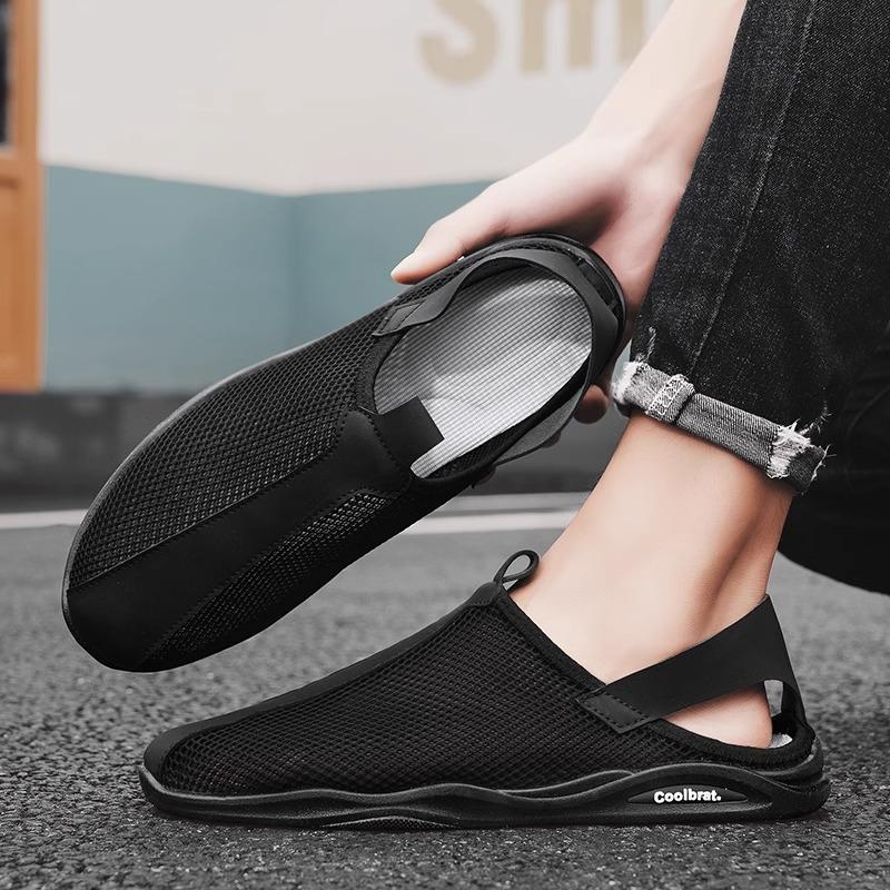 Sandals men's 2024 summer new mesh breathable thin light sports casual driving soft-soled men's beach shoes