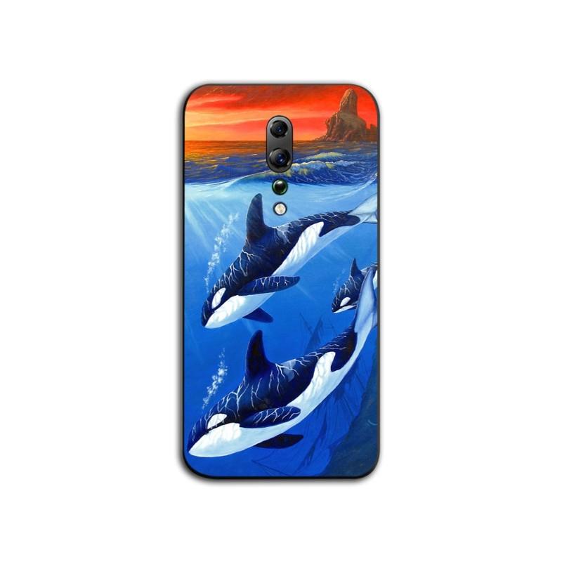 Killer Whale Orca Watercolor Phone Case For OPPO Find X5 X3 X2 A93 Reno 8 7 Pro A74 A72 A53 Soft Black Phone Cover