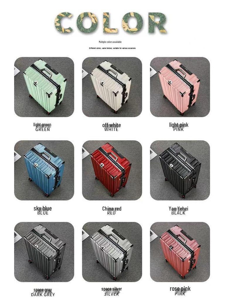 24-Inch Women's Silent Wheeled Suitcase: Durable Aluminum Frame, Large Capacity, Carry-On with Password Lock