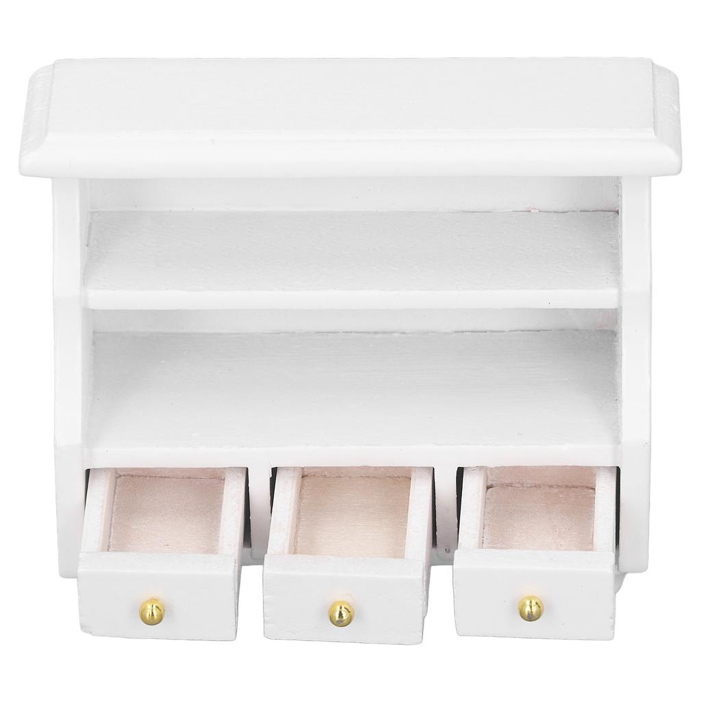 Dollhouse Bedside Cabinet High Simulation Realistic Multifunction Wooden Miniature Dollhouse