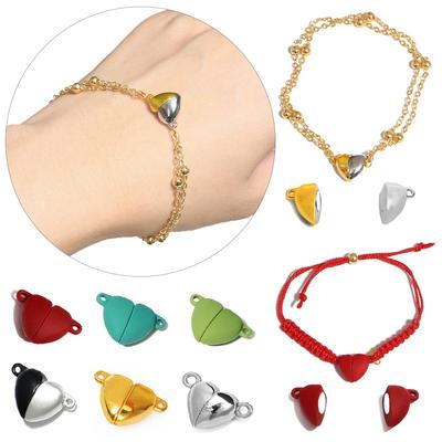 3Pairs Alloy Peach Heart Magnet Buckle Magnetic Lobster Clasps for DIY Necklace Bracelet Accessories